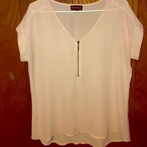 My blush colored Michelle Blouse with zipper front